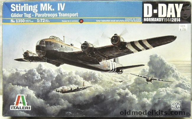 Italeri 1/72 Stirling Mk.IV Glider Tug Paratroops Transport D-Day Normandy 1944, 1350 plastic model kit